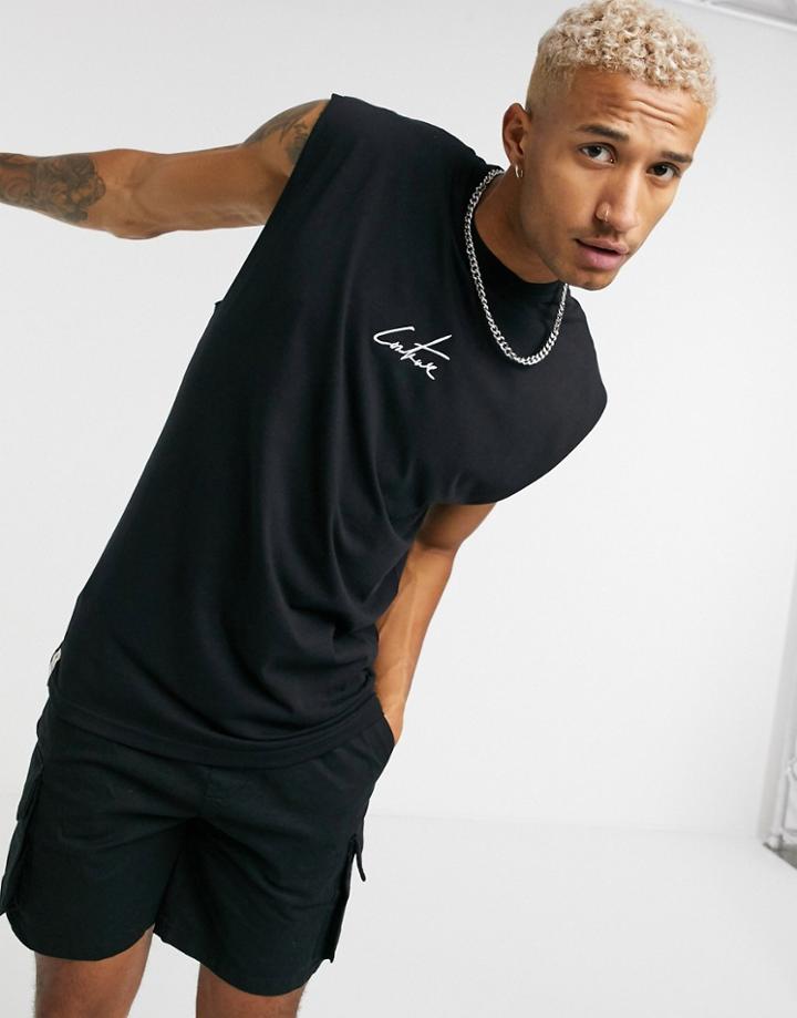 The Couture Club Essential Cut Off Tank-black