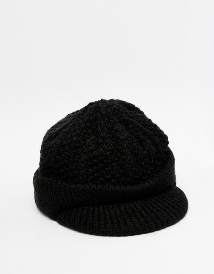 Asos Peaked Beanie In Black - Black