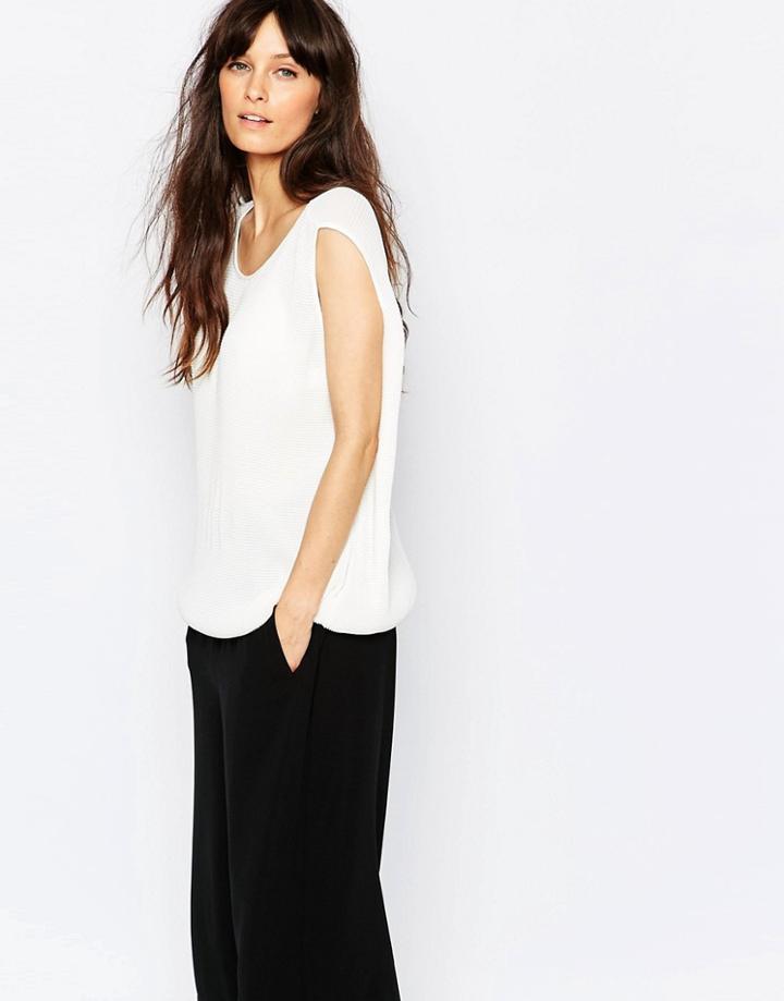 Just Female Topaz Sleeveless Texture Top In White - White