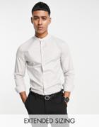 Asos Design Skinny Shirt With Grandad Collar In Pale Gray