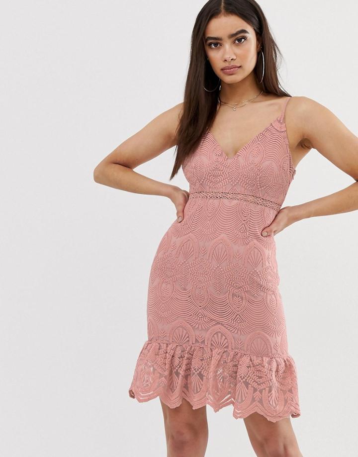 Love Triangle Lace Midi Dress - Pink