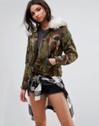 Only Camo Parka With Fleece Lining - Multi