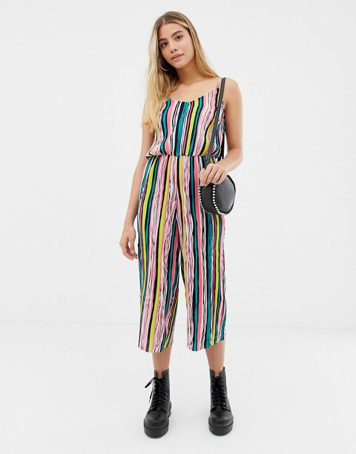 Glamorous Stripe Plisse Cami Jumpsuit-multi
