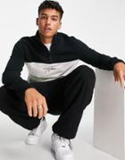 Hollister Script Logo Color Block Half Zip Sweatshirt In Black