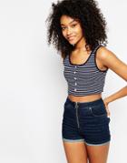 Asos Crop Top In Stripe With Rib