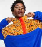 Native Youth Oversized Fleece With Contrast Leopard Panel-multi