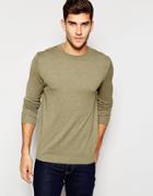 Asos Crew Neck Sweater In Cotton - Khaki
