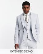 Asos Design Super Skinny Wool Mix Suit Jacket In Light Blue Twill