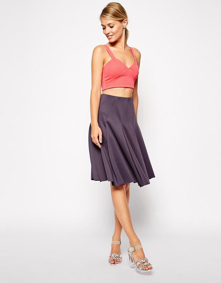 Asos Full Midi Skirt - Gray