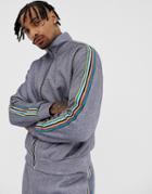 Jaded London Track Top In Metallic Silver With Side Stripe