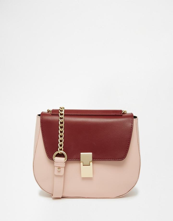 Asos Leather Structured Saddle Bag With Chain Handle - Multi