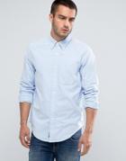Abercrombie & Fitch Oxford Shirt Muscle Slim Fit One Pocket In Blue Stripe - Blue
