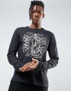 Versace Jeans Long Sleeve T-shirt In Black With Gold Print - Black