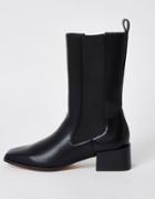 River Island High Ankle Gusset Boot In Black