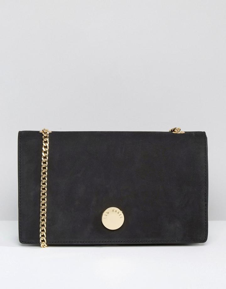 Ted Baker Suede Foldover Cross Body Bag - Black