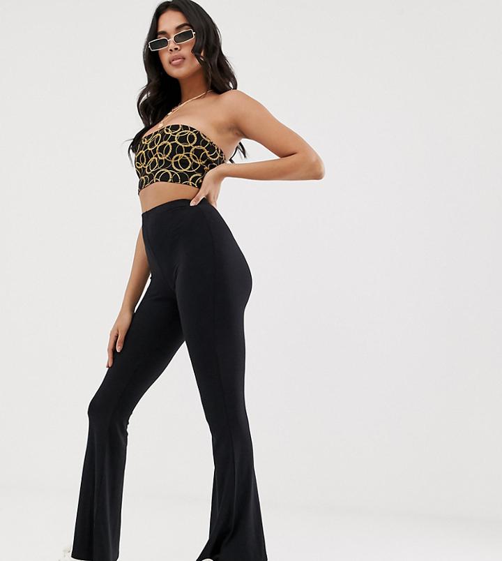 Missguided High Waisted Flare Pants In Black - Black