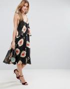 Asos Cami Floral Crop Top Midi Dress - Multi