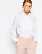 Closet High Neck Top With Pleat Detail - White