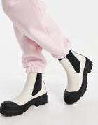 Pull & Bear Boot With Contrast Sole In White