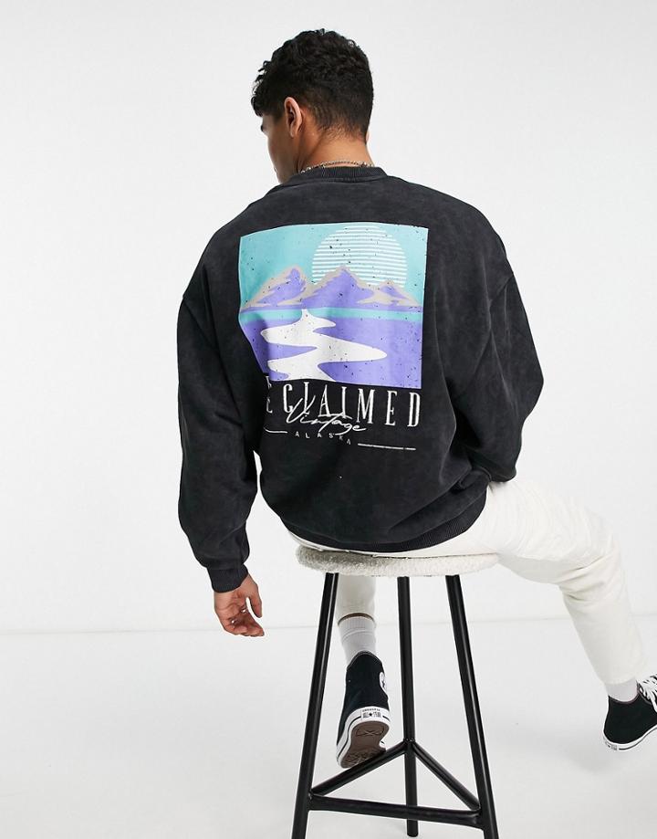Reclaimed Vintage Inspired Relaxed Sweatshirt With Outdoors Back Print In Black
