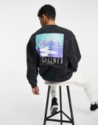 Reclaimed Vintage Inspired Relaxed Sweatshirt With Outdoors Back Print In Black