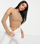 Asyou Top With Sleeves In Tan-brown