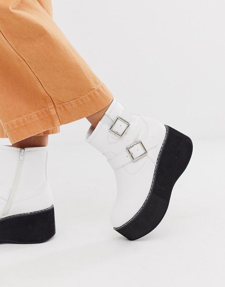 Truffle Collection Chunky Ankle Boot In White