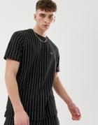 Criminal Damage Two-piece Oversized T-shirt In Black With Pin Stripe - Black