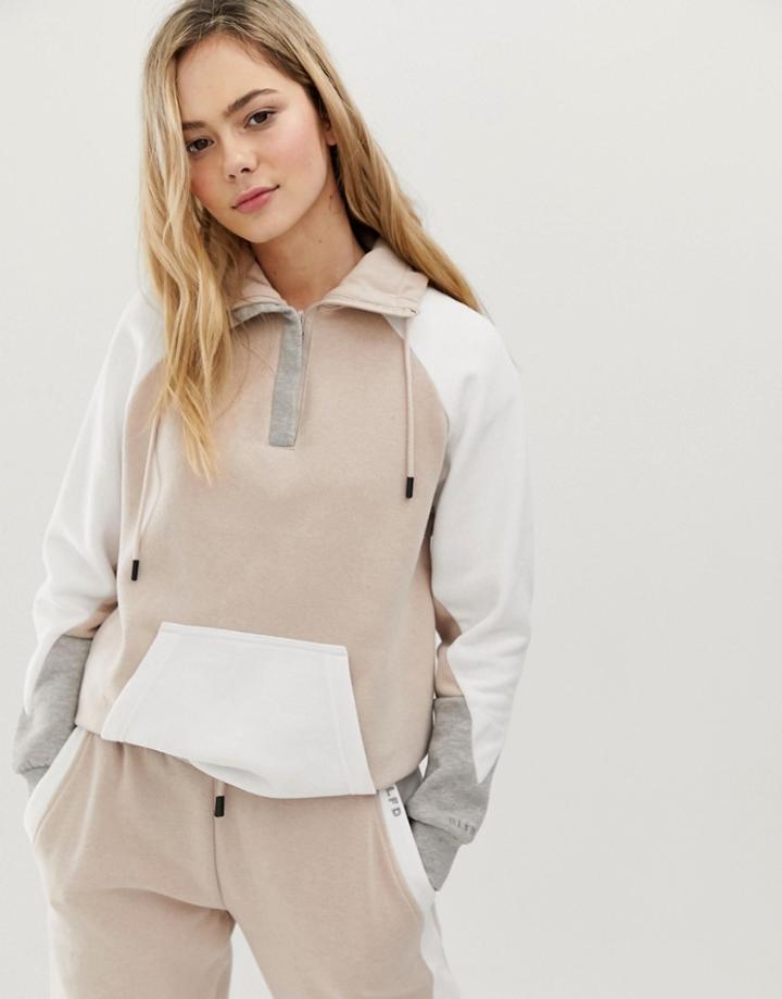 Blfd Color Blocked Half Zip Sweat - Gray
