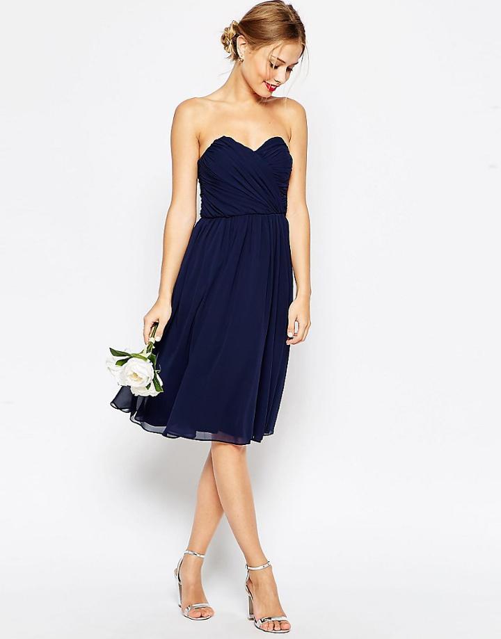 Asos Wedding Chiffon Bandeau Midi Dress - Navy $35.00
