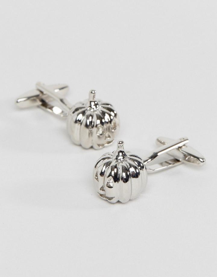 7x Halloween Pumpkin Cuff Links - Silver