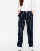 Bethnals Smith Pinstriped Relaxed Boyfriend Jeans With Rolled Hem - Multi