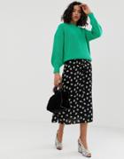 Vero Moda Floral Midi Skirt With Lacing Detail-black