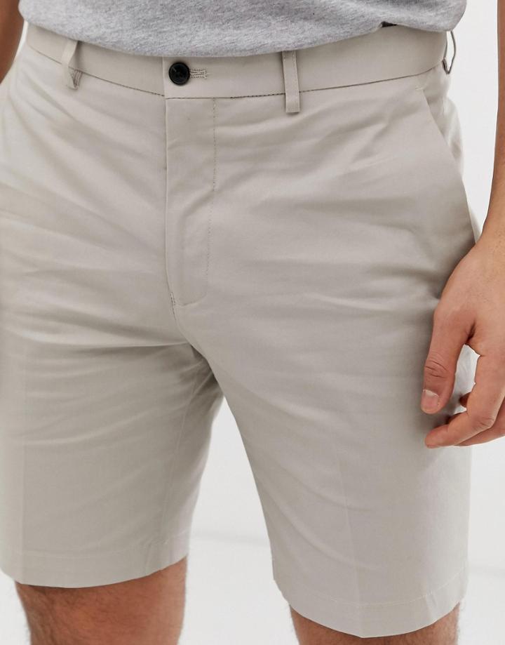 Jack & Jones Premium Tailored Short In Brushed Cotton-beige