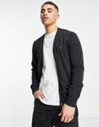 Polo Ralph Lauren Icon Logo Merino Wool Knit Cardigan In Dark Heather Gray-black