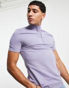 Asos Design Muscle Half Zip Sweatshirt In Purple