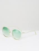 Asos Round Sunglasses In Pale Green Colored Lens - Green