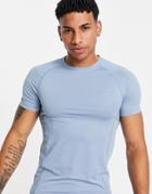 Asos 4505 Icon Muscle Fit Training T-shirt With Quick Dry-blues
