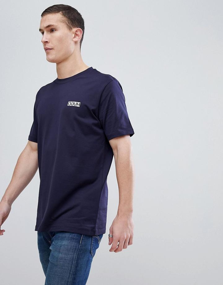 Hugo Reverse Logo T-shirt In Navy - Navy