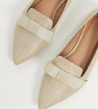 Asos Design Wide Fit Luan Bow Pointed Ballet Flats In Natural-neutral
