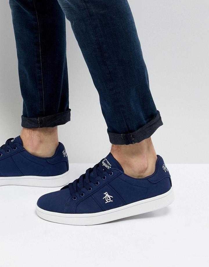 Original Penguin Stedaman Canvas Sneakers In Navy - Blue