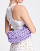Asos Design 90s Shoulder Bag With Flap In Lilac Bobble Knit-purple