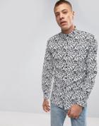 Lindbergh Camo Print Shirt Slim Fit In Black - Black