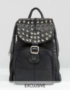 Reclaimed Vintage Studded Leather Backpack - Black