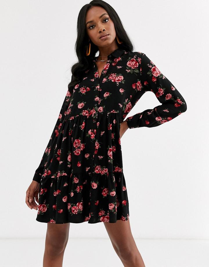Stradivarius Shirt Dress In Floral Print - Multi