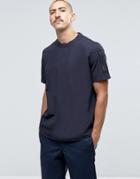 Asos Short Sleeve Military Woven T-shirt With Sleeve Pocket In Navy In Regular Fit - Black