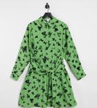 Glamorous Bloom Shift Dress With Bump Tie And Ruching In Vintage Floral-green