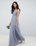 Asos Design Delicate Embellished Strappy Maxi Dress-blue