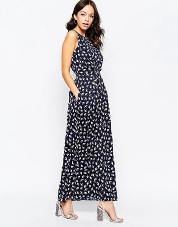 Closet Blu Maxi Dress In Bird Print