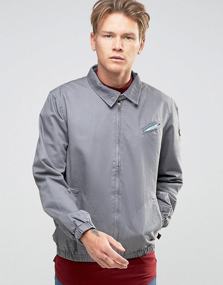 Bellfield Harrington Jacket With Printed Lining - Gray